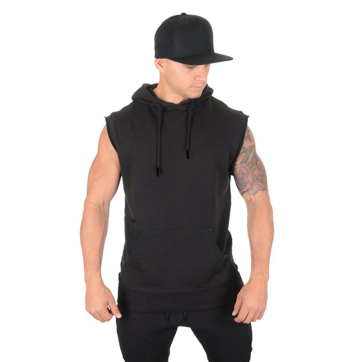 Herren Ärmelloser Hoodie mit praktischer Kängurutasche Aliams