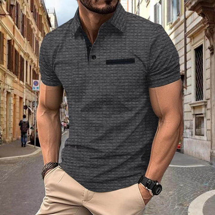 Herren elegantes Kurzarm-Polohemd mit strukturiertem Design Aliams