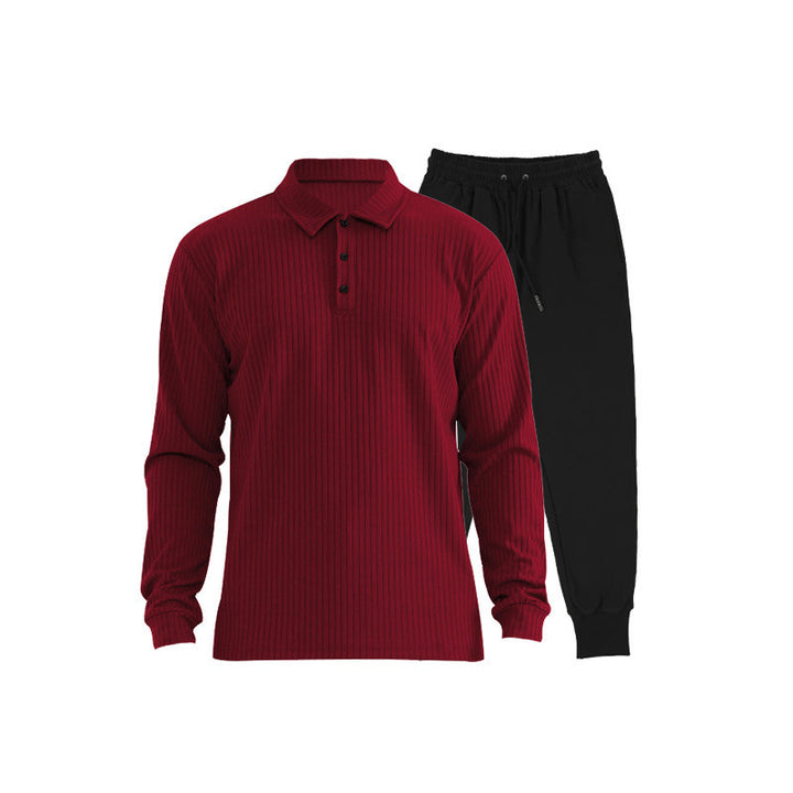 Herren Sportliches Langarm-Polo und Jogginghose Set Aliams