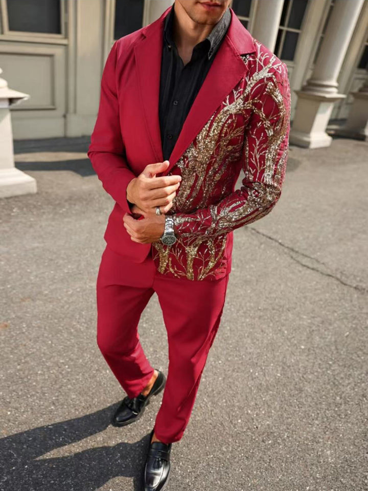 Herren Glamouröser Pailletten-Anzug mit kunstvollen Verzierungen Aliams