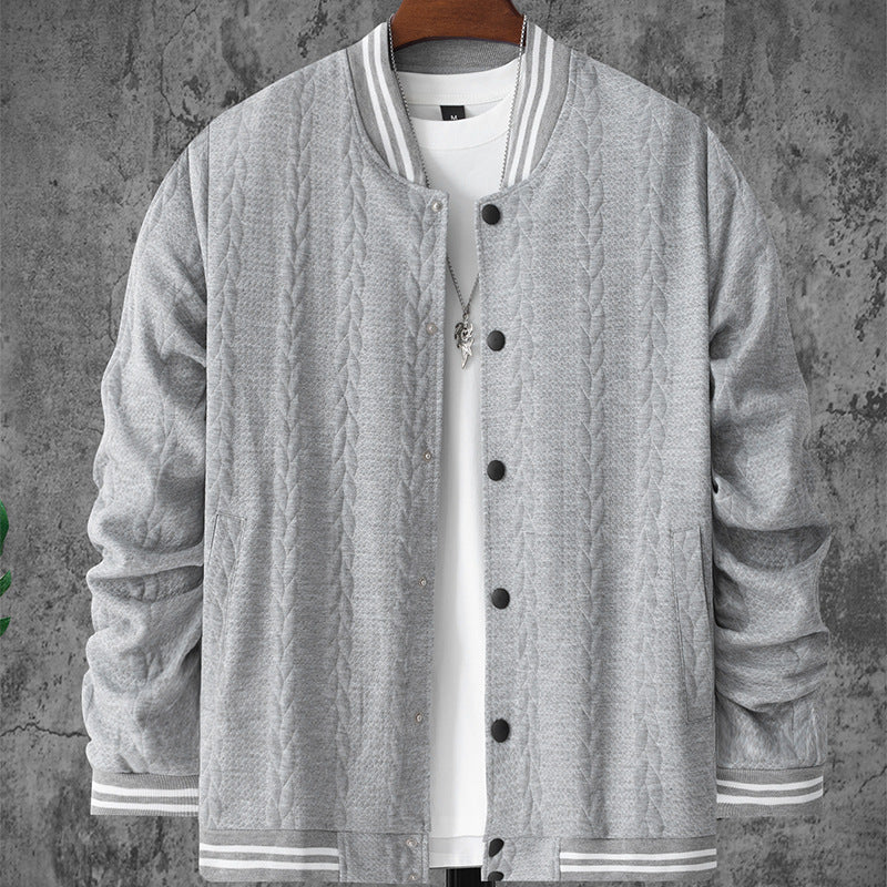 Herren stylische Bomberjacke mit strukturiertem Strickmuster und sportlichen Akzenten Aliams