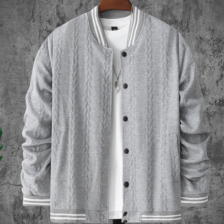Herren stylische Bomberjacke mit strukturiertem Strickmuster und sportlichen Akzenten Aliams