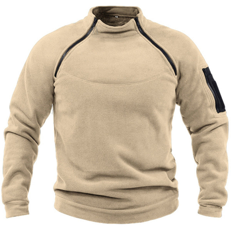Herren Fleece-Pullover mit Reißverschluss und Taschen Aliams