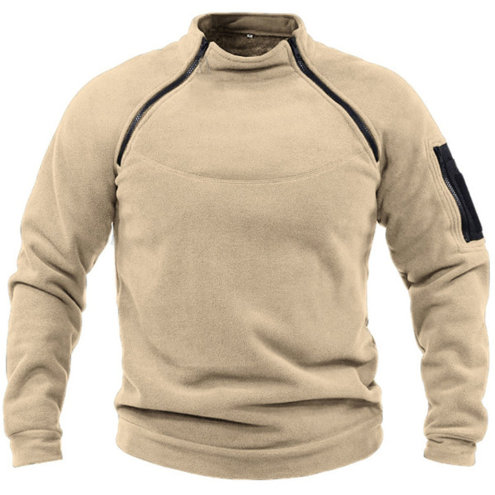 Herren Fleece-Pullover mit Reißverschluss und Taschen Aliams