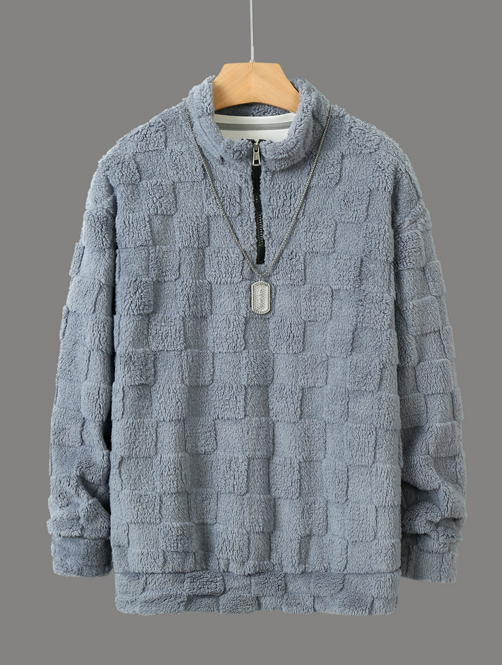 Herren Pullover mit modernem Reißverschluss und samtiger Struktur Aliams