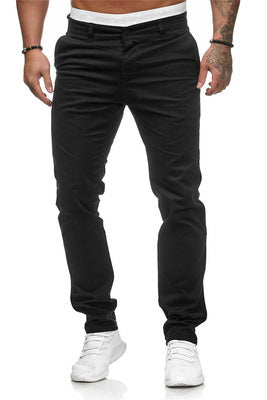 Herren stylische Slim-Fit Chinohose mit elastischem Bund und seitlichen Taschen Aliams