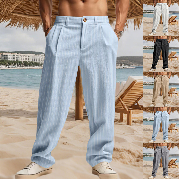 Herren Elegante Freizeithose mit feinem Streifenmuster und komfortablem Schnitt Aliams