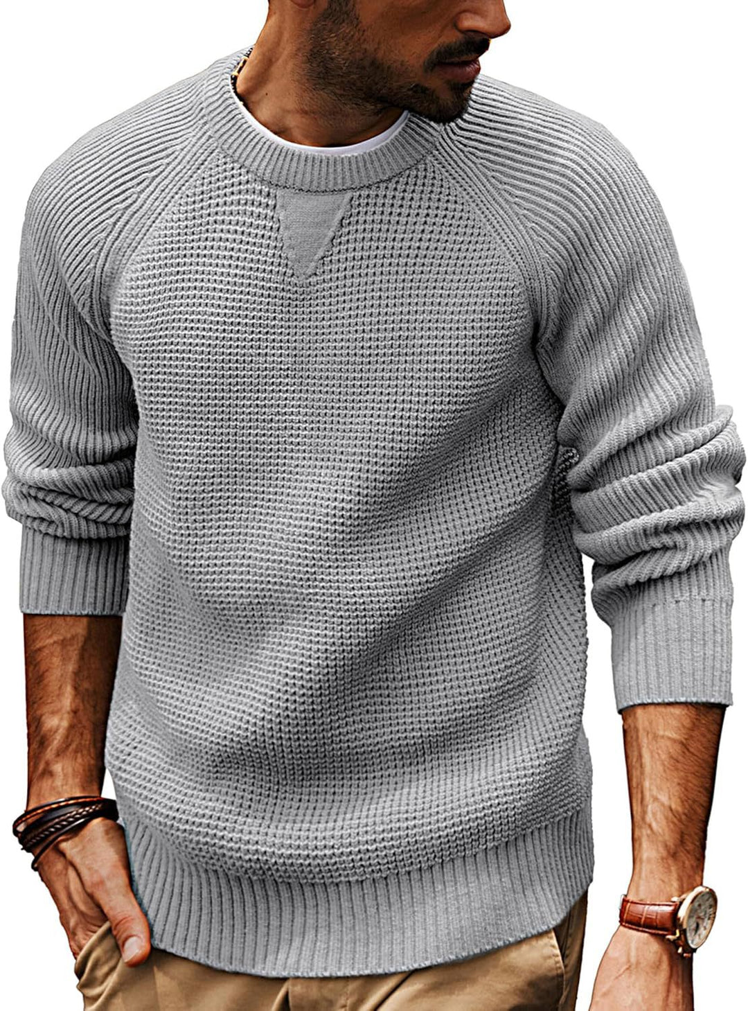 Herren Klassischer Strickpullover mit strukturiertem Muster Aliams