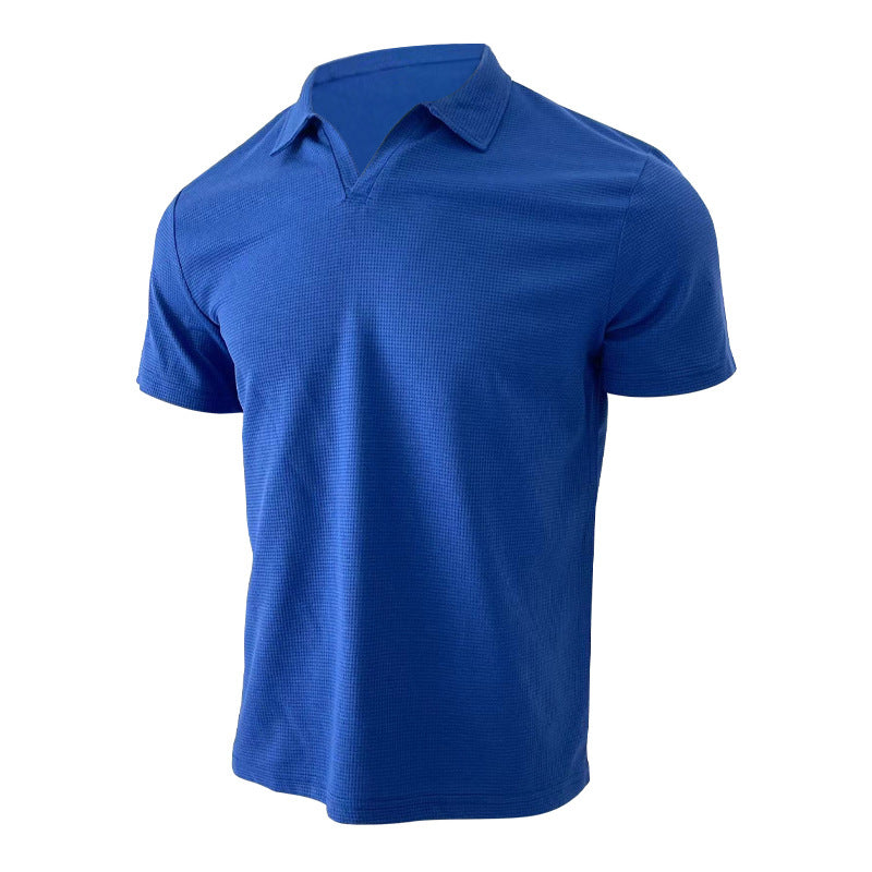 Herren Kurzarm-Henley-Shirt mit strukturierter Oberfläche Aliams