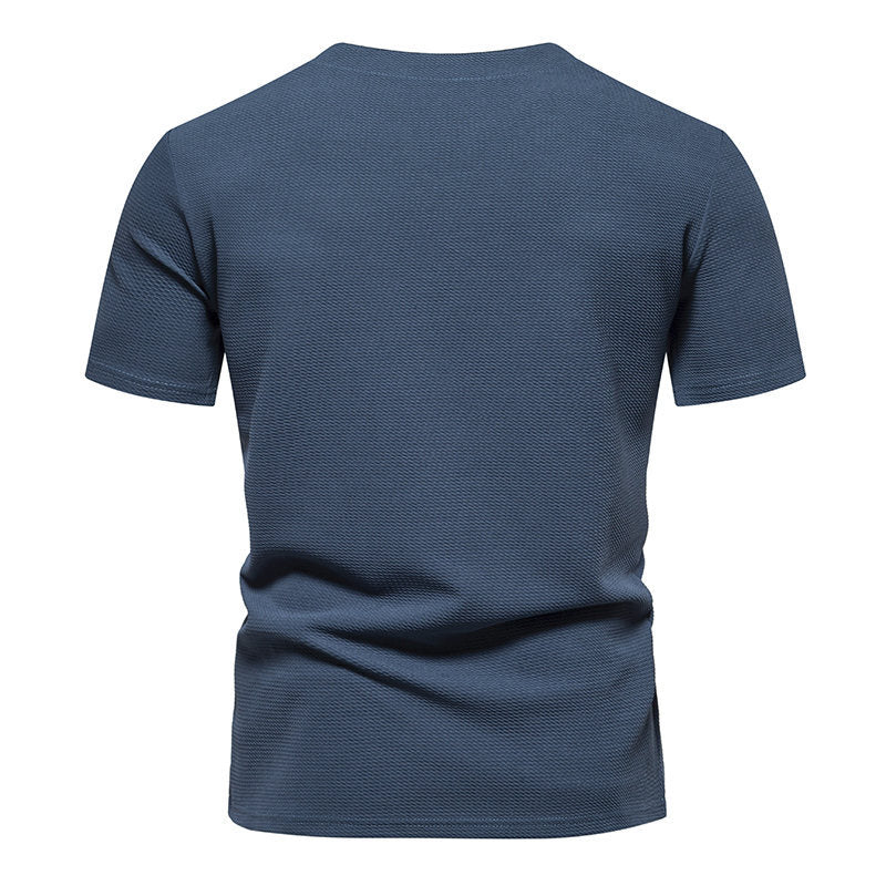 Herren Kurzarm T-Shirt mit modernem V-Ausschnitt und atmungsaktiver Struktur Aliams