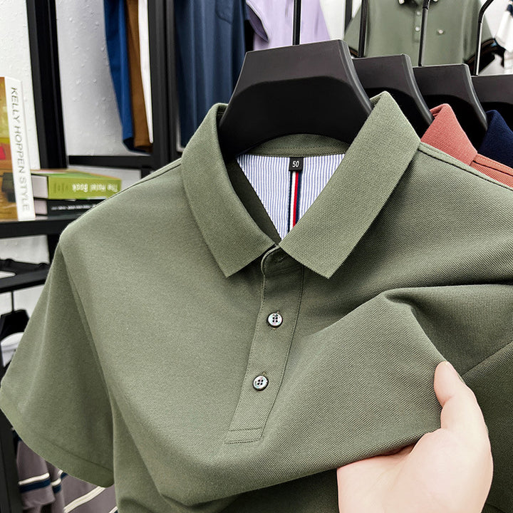 Herren Kurzarm-Polohemd mit feiner Piqué-Struktur und eleganter Knopfleiste Aliams