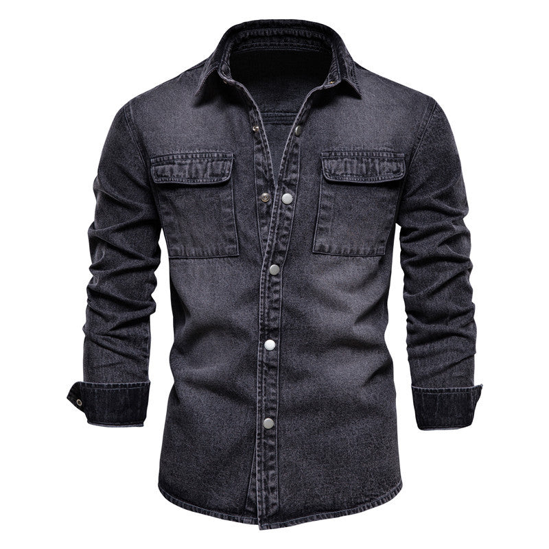 Herren Denim Hemd mit doppelten Brusttaschen und lässigem Schnitt Aliams
