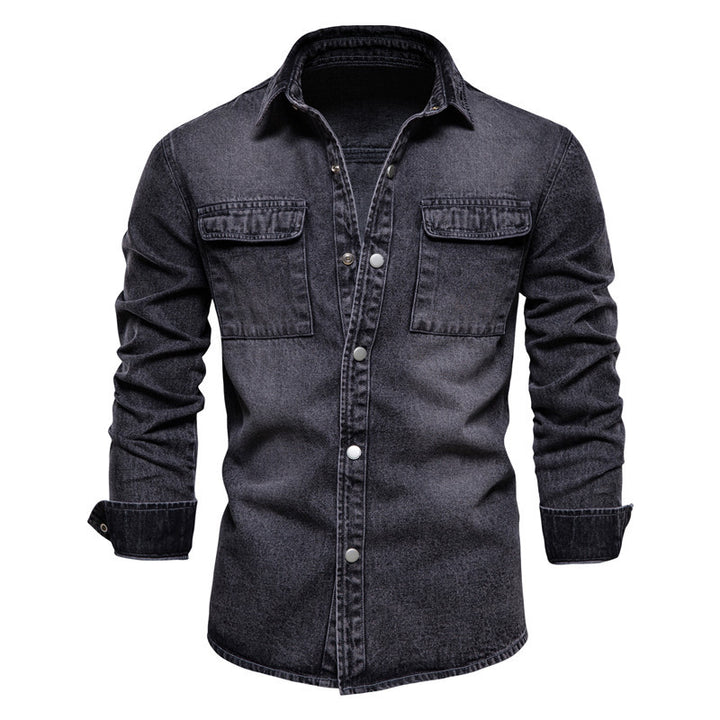 Herren Denim Hemd mit doppelten Brusttaschen und lässigem Schnitt Aliams