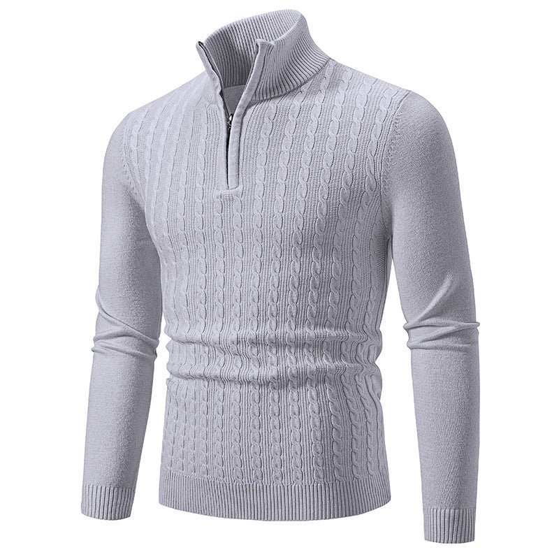 Herren eleganter Strickpullover mit hochabschließendem Reißverschluss Aliams