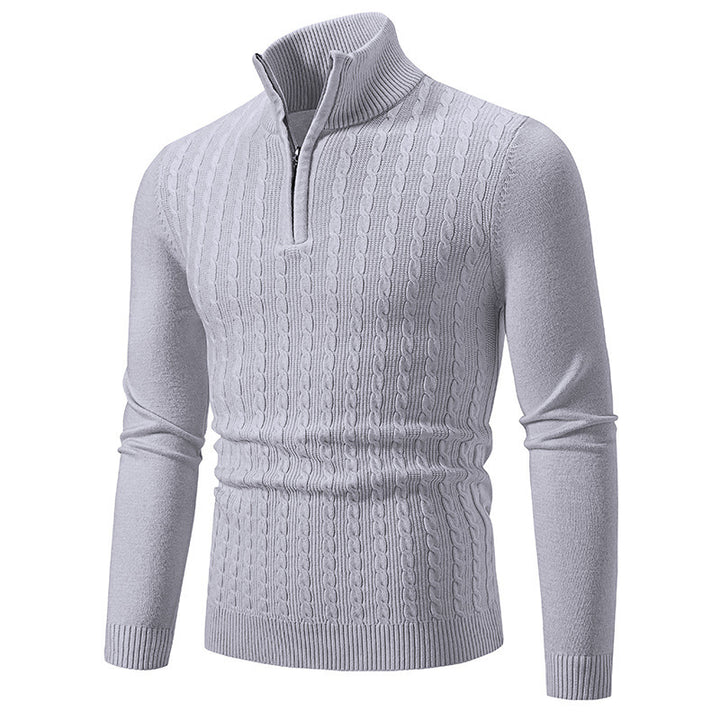Herren eleganter Strickpullover mit hochabschließendem Reißverschluss Aliams