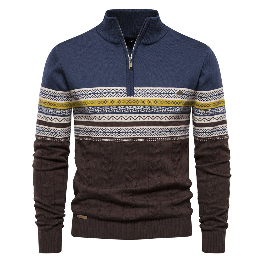 Herren Pullover mit modernem Zipper und attraktiven Farbmustern Aliams