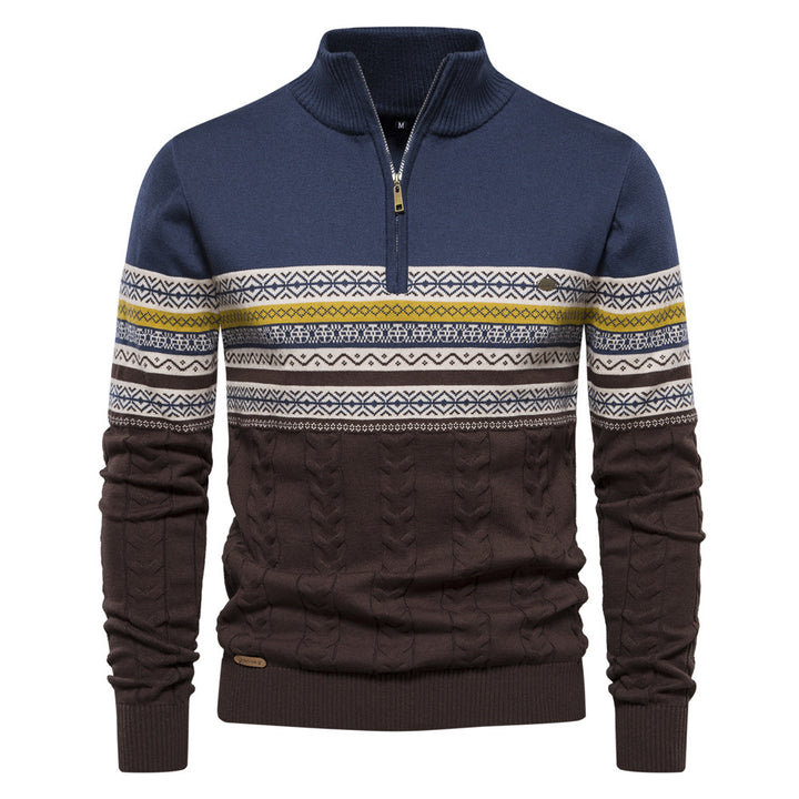 Herren Pullover mit modernem Zipper und attraktiven Farbmustern Aliams