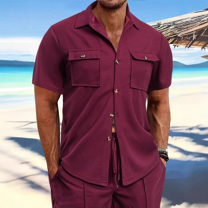 Herren Kurzarm-Hemd mit praktischen Brusttaschen und modernem Design Aliams