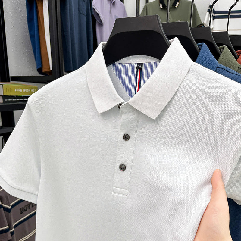 Herren Kurzarm-Polohemd mit feiner Piqué-Struktur und eleganter Knopfleiste Aliams