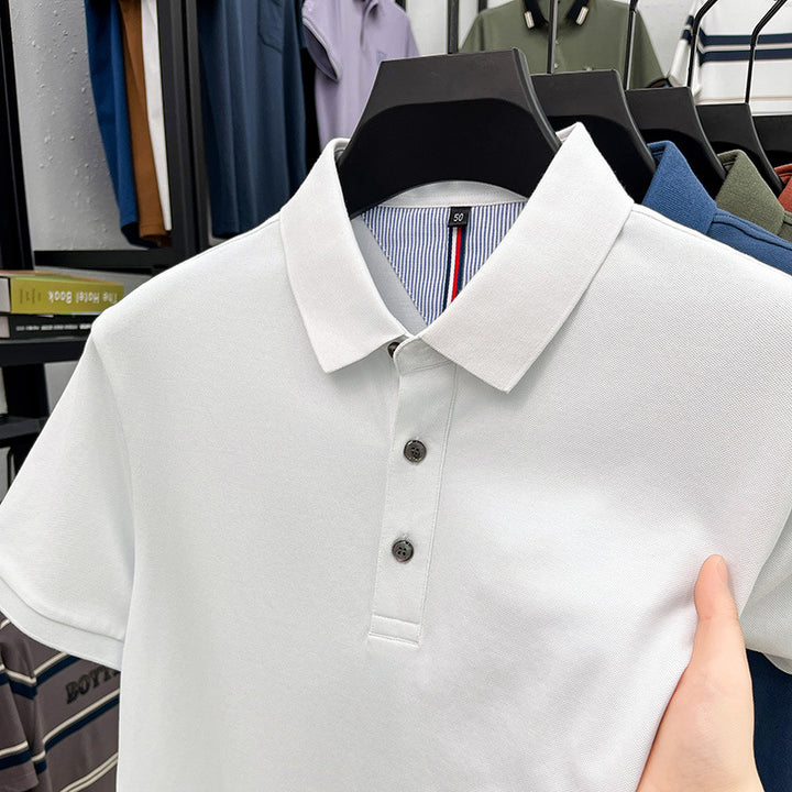 Herren Kurzarm-Polohemd mit feiner Piqué-Struktur und eleganter Knopfleiste Aliams