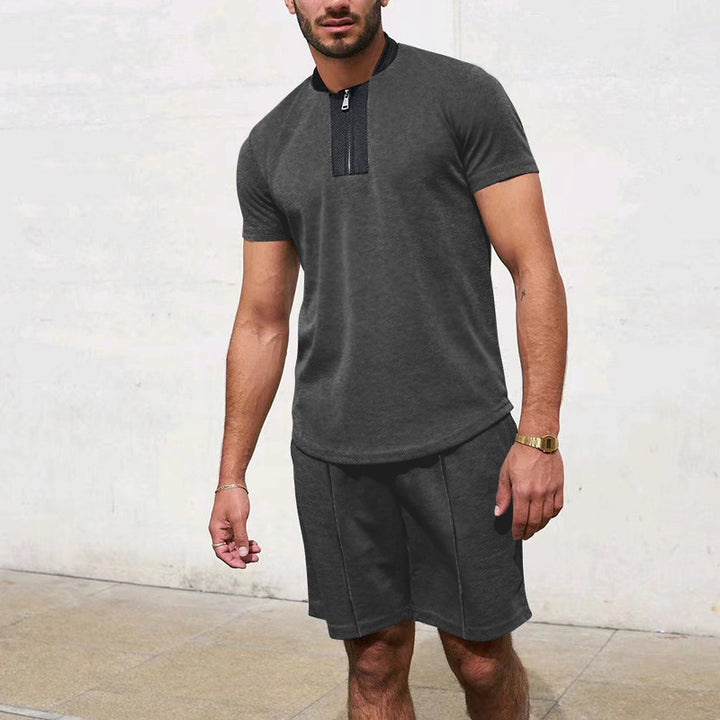 Herren Sportliches Kurzarm-Set mit praktischem Reißverschluss Aliams