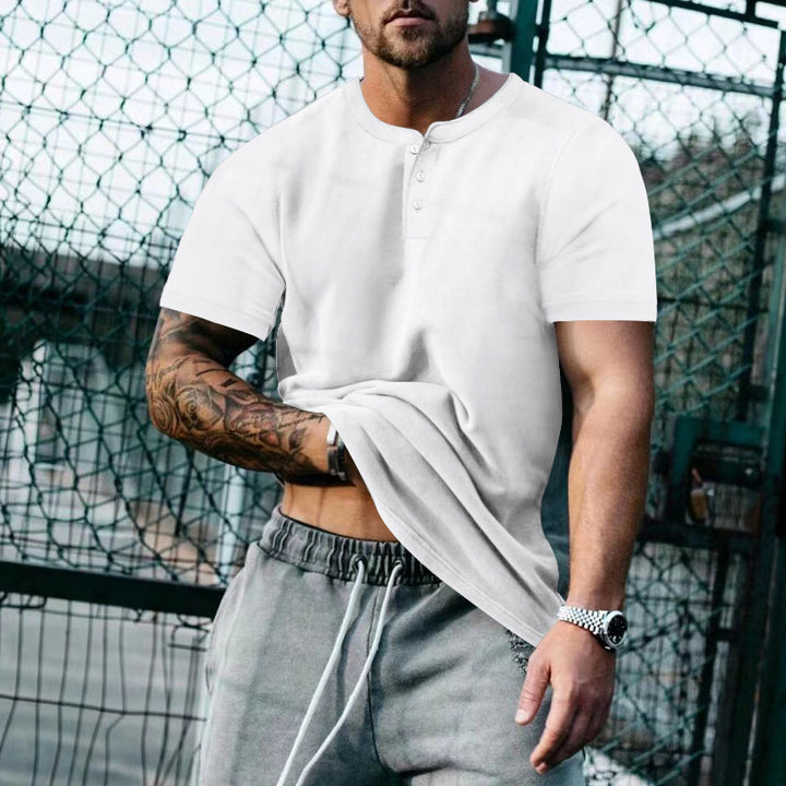 Herren Kurzarm-Hemd mit Knopfleiste und lässigem Schnitt Aliams