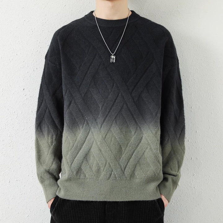 Herren Gemusterter Strickpullover mit modischem Farbverlauf Aliams