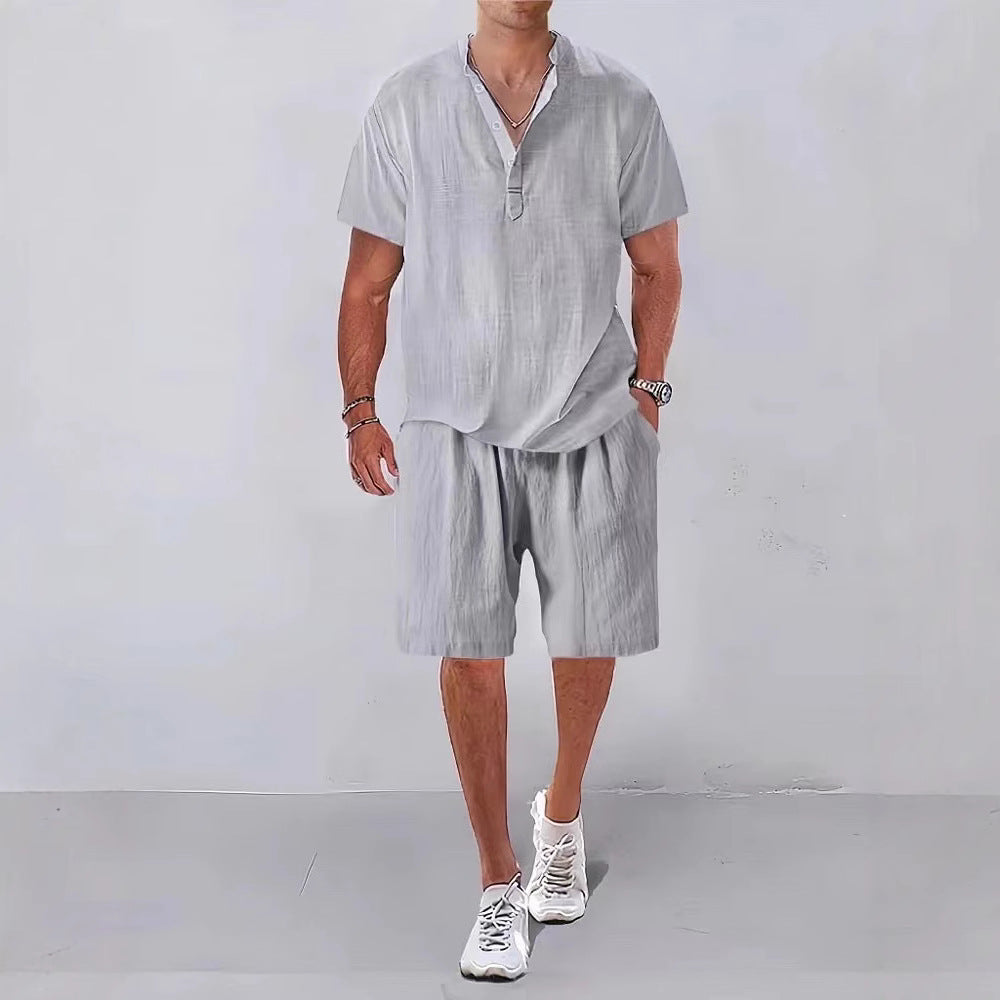 Herren Casual Relaxed Fit Leinen Set Aliams