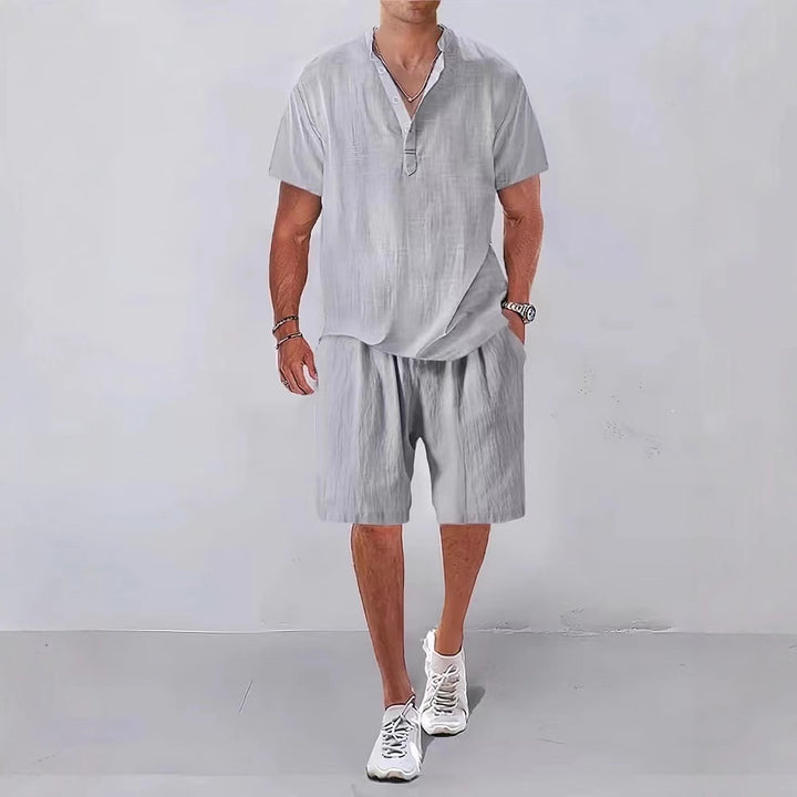 Herren Casual Relaxed Fit Leinen Set Aliams