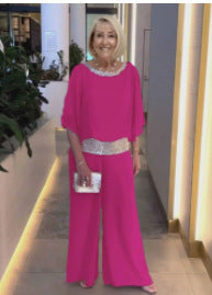 Damen eleganter und luftiger Overall mit glitzerndem Bund Aliams