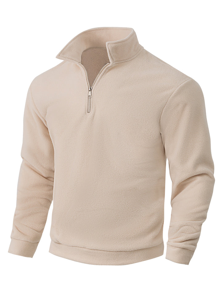 Herren Fleece-Pullover mit halbem Reißverschluss und hohem Kragen Aliams