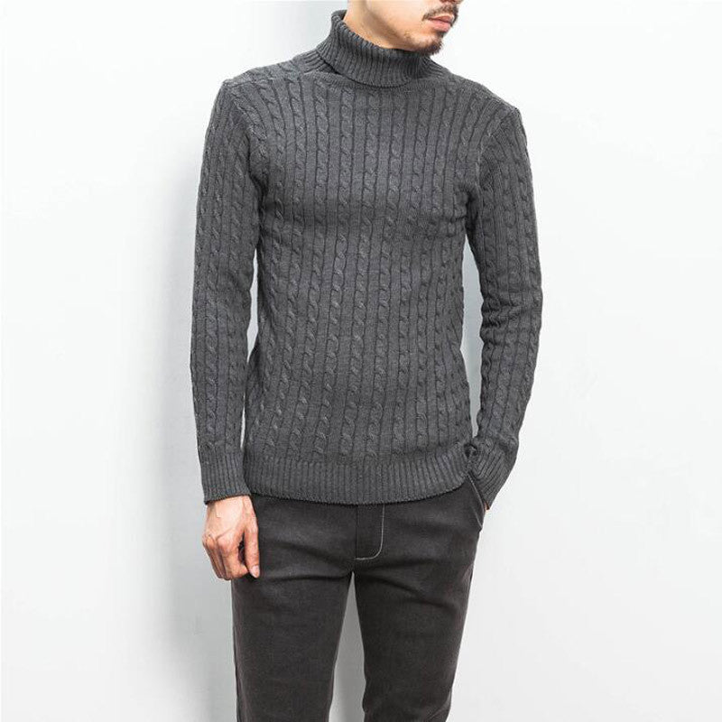Herren komfortabler Rollkragenpullover mit Zopfmuster Aliams