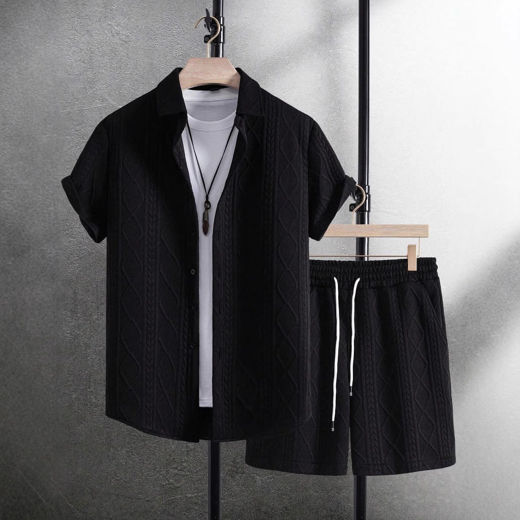 Herren stilvolles Kurzarm-Hemd mit passender Shorts Aliams
