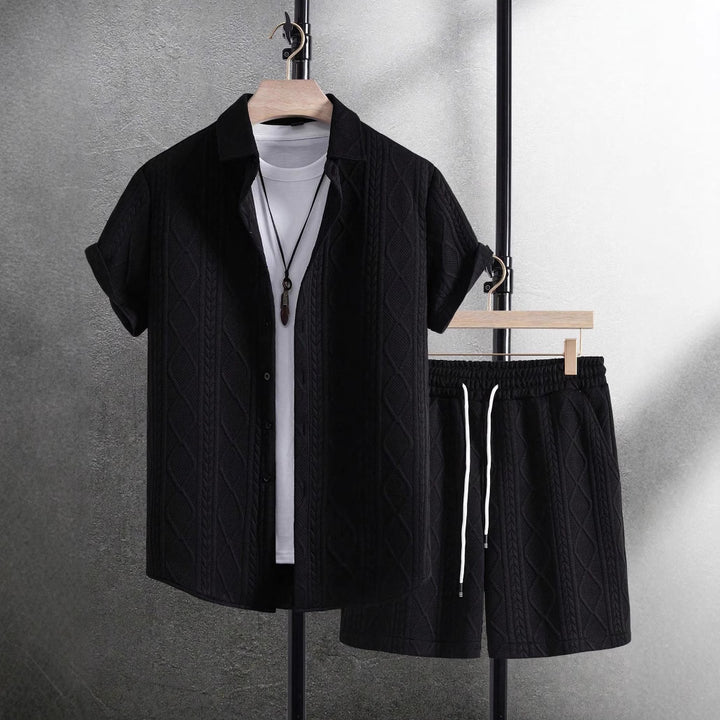 Herren stilvolles Kurzarm-Hemd mit passender Shorts Aliams