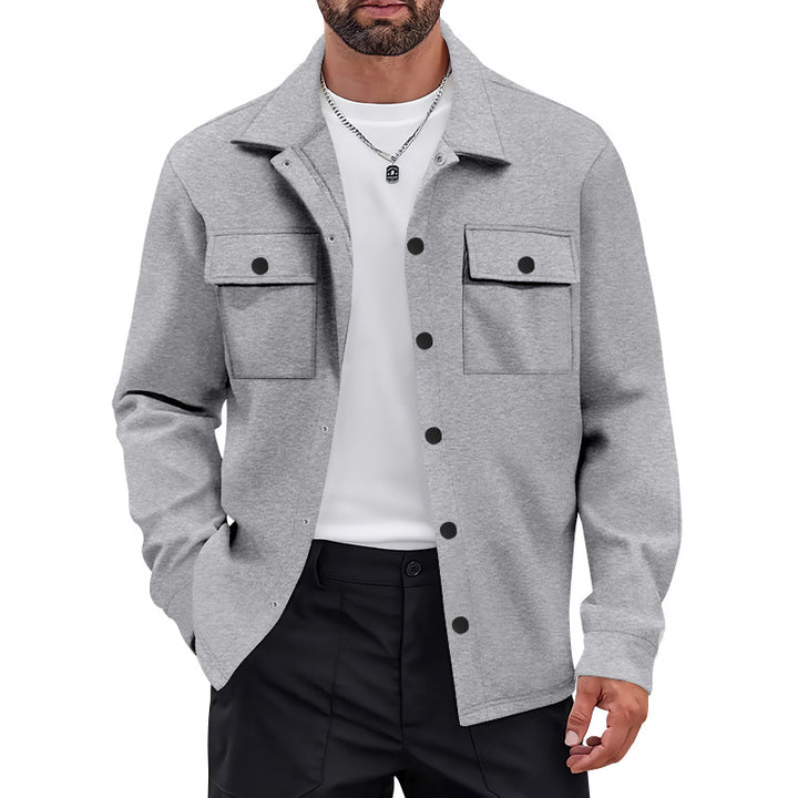 Herren vielseitige Flanelljacke mit aufgesetzten Taschen und modernem Schnitt Aliams