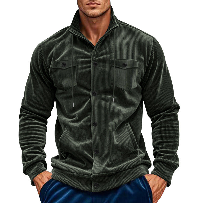 Herren Cordjacke im lässigen Stil mit praktischen Taschen und hohem Kragen Aliams