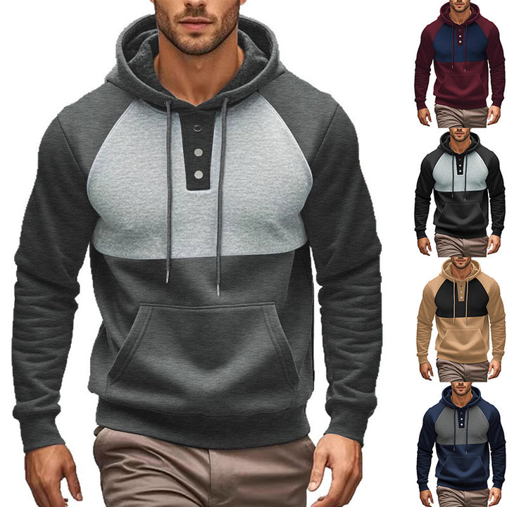 Herren Hoodie mit Knopfleiste und Kontrastdetails Aliams
