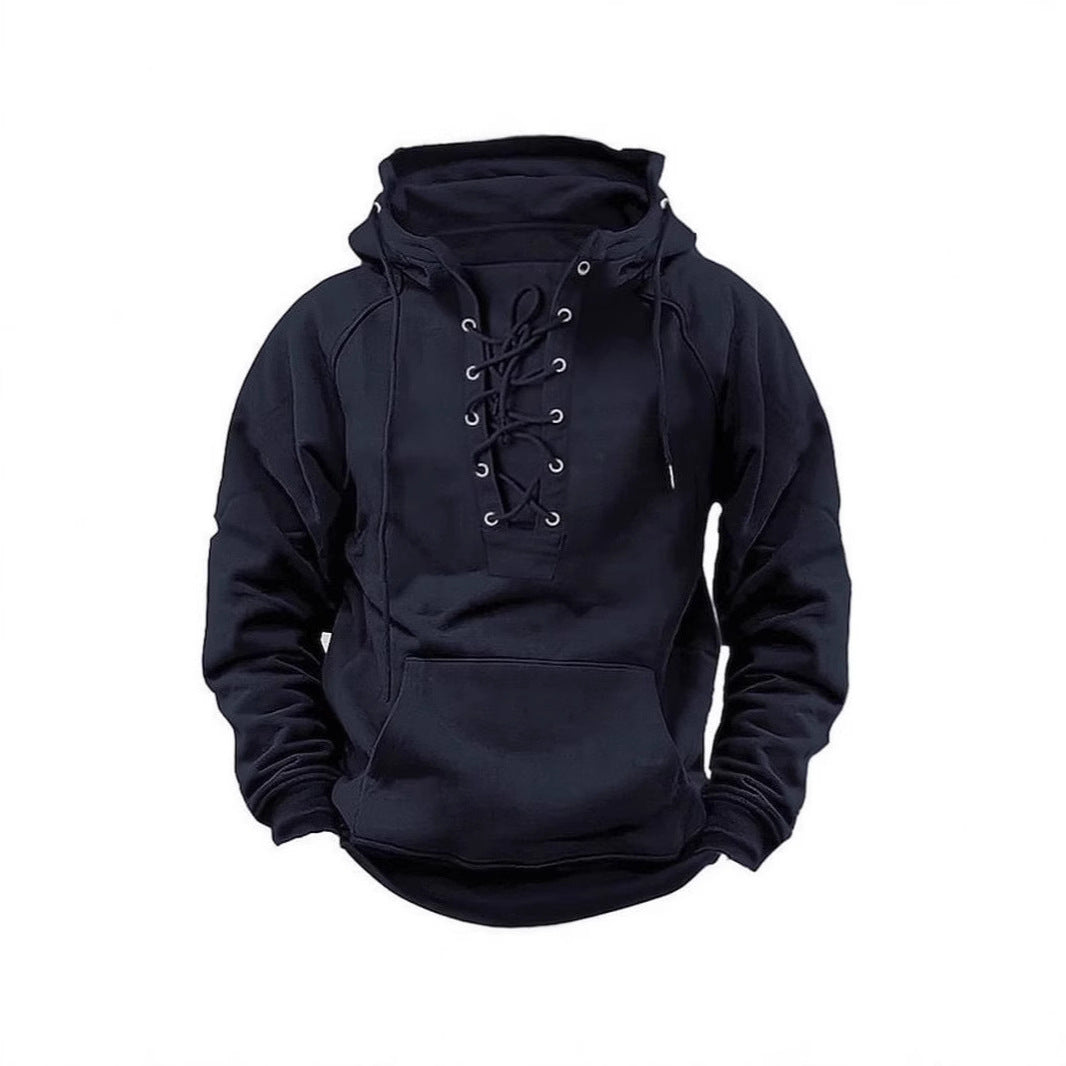 Herren Kapuzenpullover mit innovativem Schnürdesign und weichem Innenfutter Aliams