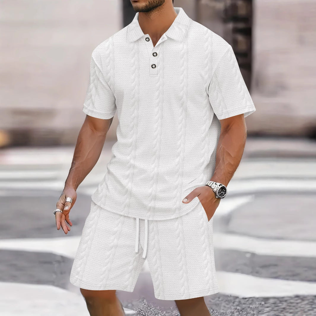 Herren Freizeit-Set mit strukturiertem Poloshirt und Shorts Aliams