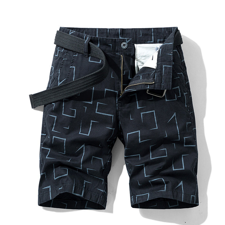 Herren Cargoshorts mit modischem geometrischem Muster und elastischem Bund Aliams