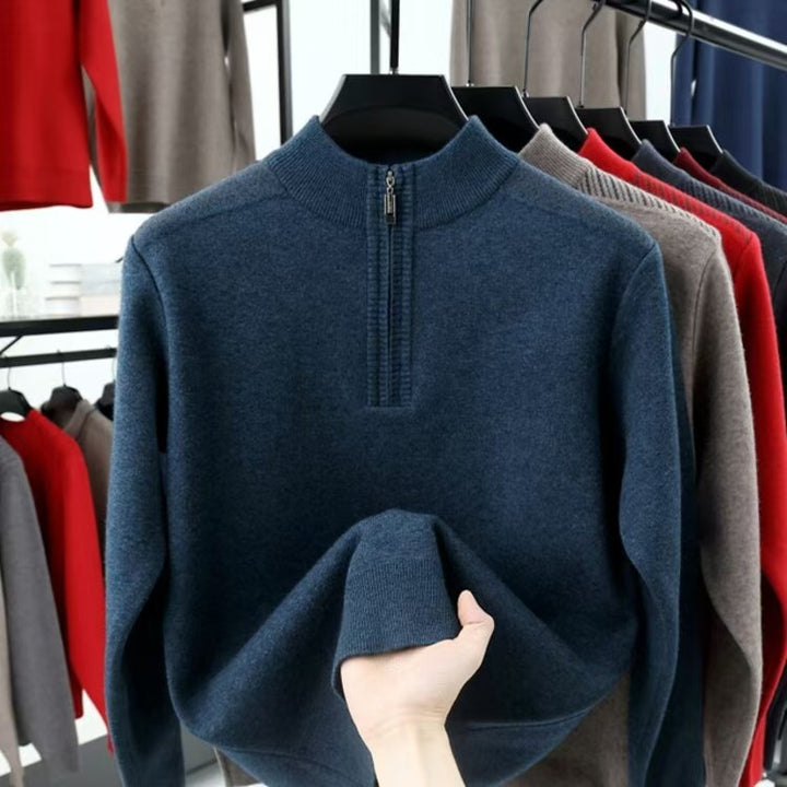 Herren funktionaler Rollkragenpullover mit halbzipper und strukturiertem Design Aliams