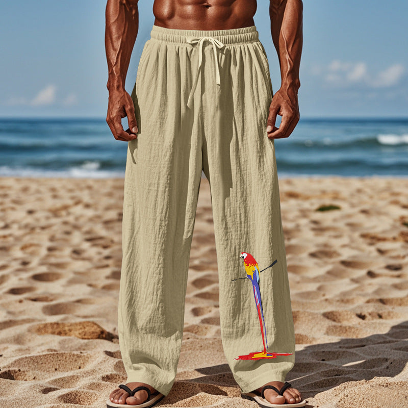 Herren Strandhose aus leichtem, atmungsaktivem Gewebe mit buntem Print Aliams