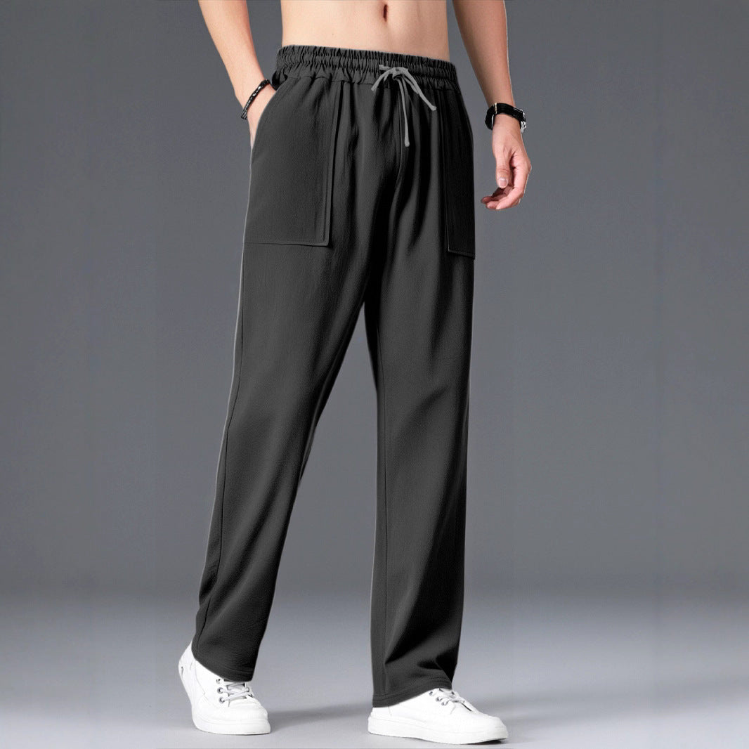 Herren Bequeme Freizeithosen mit elastischem Bund und seitlichen Taschen Aliams