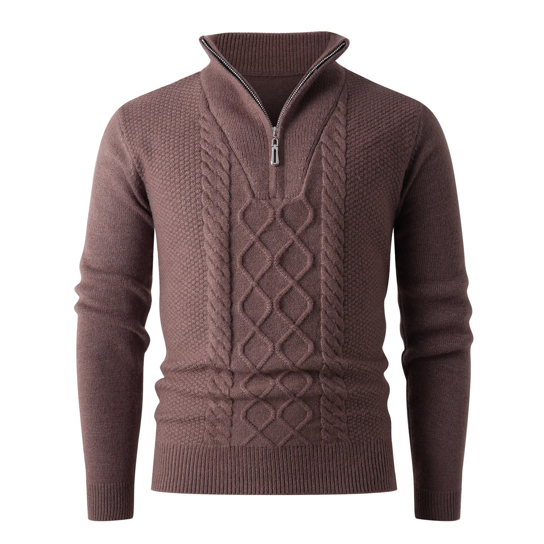 Herren Grobstrickpullover mit modernem Stehkragen und funktionalem Reißverschluss Aliams