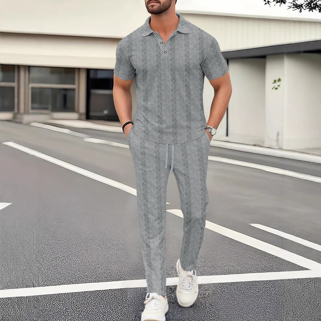 Herren elegantes Freizeitanzug mit stilvollem Strickmuster Aliams