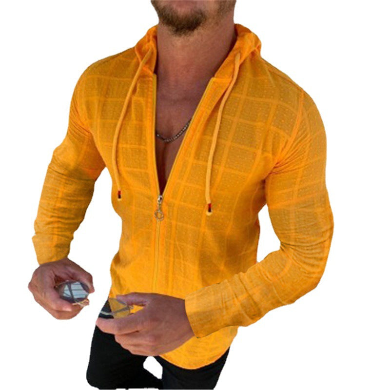 Herren sportlicher Kapuzenpullover mit Reißverschluss und strukturiertem Design Aliams