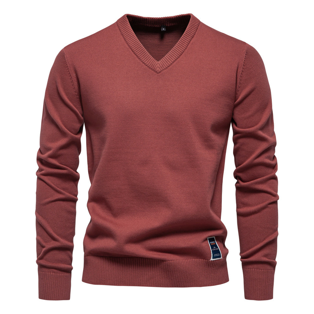 Herren Strickpullover mit V-Ausschnitt und feiner Textur Aliams