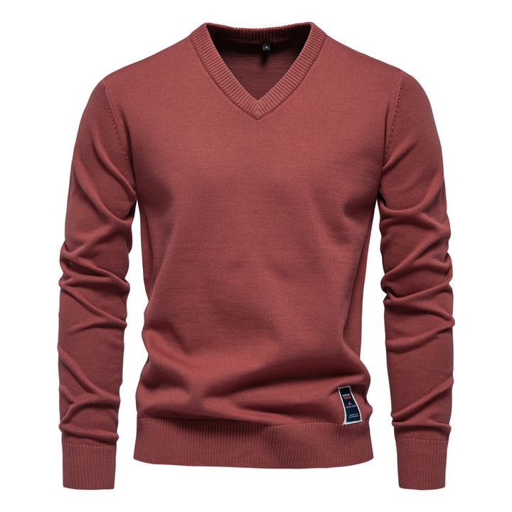 Herren Strickpullover mit V-Ausschnitt und feiner Textur Aliams