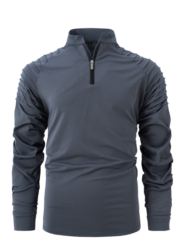 Herren Sportlicher Langarm-Zip-Hemd mit ergonomischem Schnitt Aliams