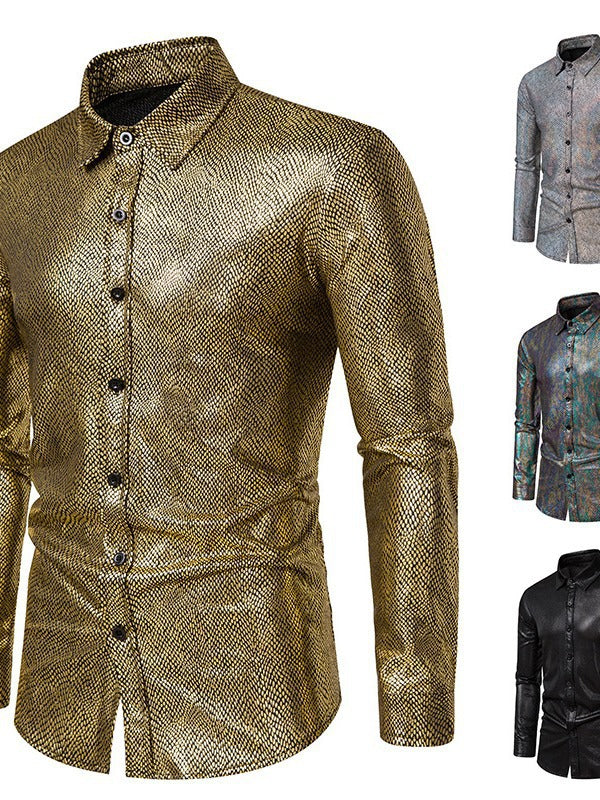 Herren elegantes Hemd mit schimmerndem Obermaterial und modernem Schnitt Aliams